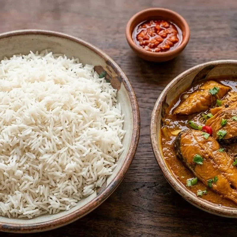 Riz sauce graine avec poisson fumé
